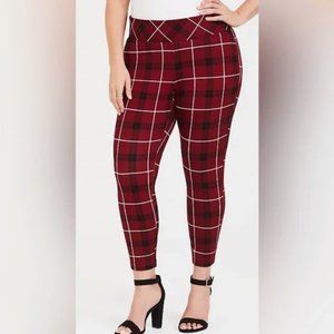 TORRID CROP PONTE STRETCH PIXIE PANT RED BLACK PLAID SIZE 18/20